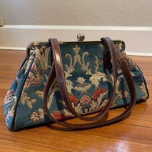 Blue Velvet Brocade Glenda Giles Jackie Handbag
